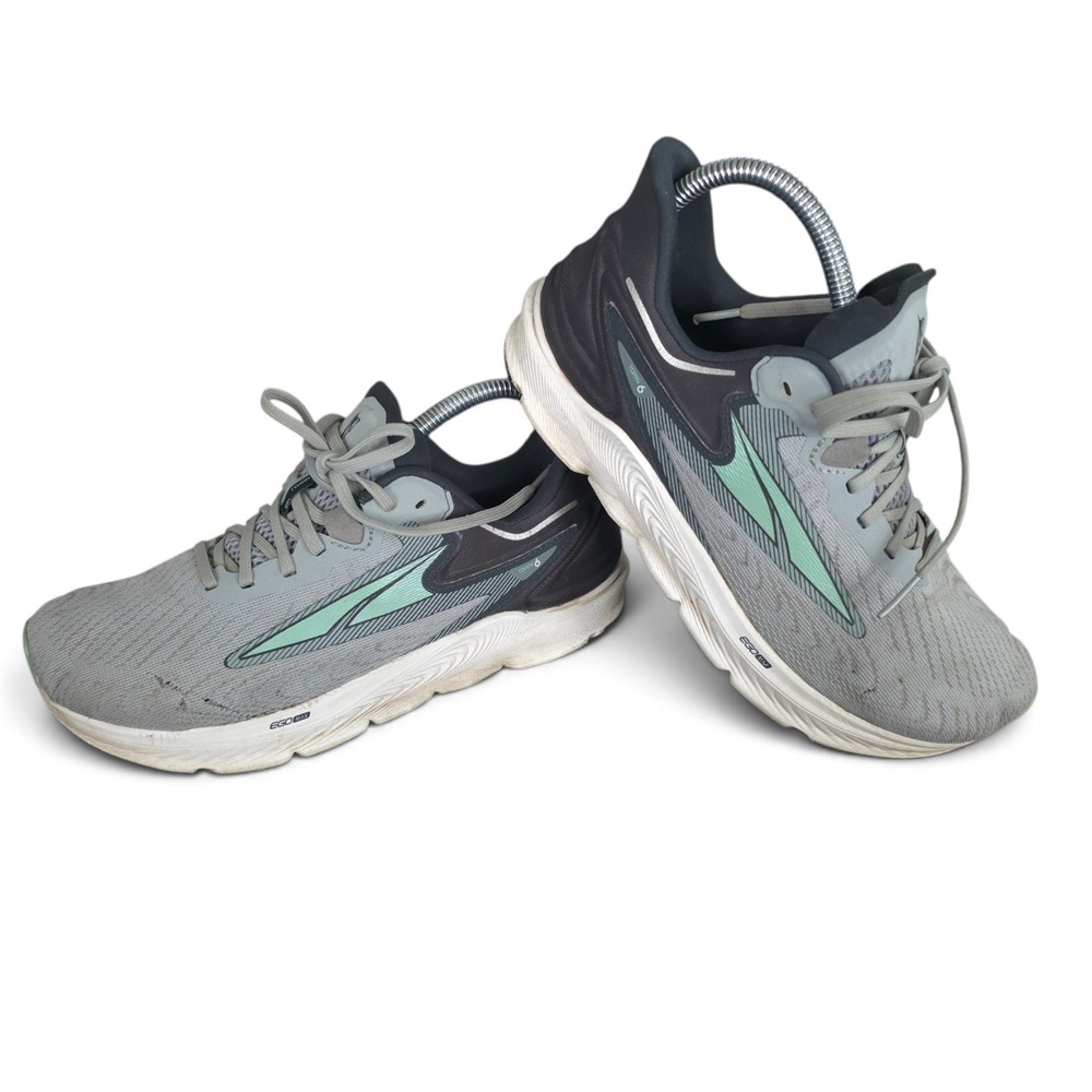 Altra Torin 6 Women US 7.5 Running Shoes Gray Black Mint Green Athletic Sneakers